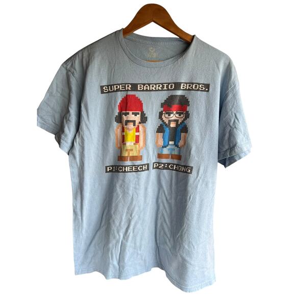 2014 Super Barrio Mario Bros Cheech and Chong 8 Bit Graphic T Shirt Large - Picture 1 of 4